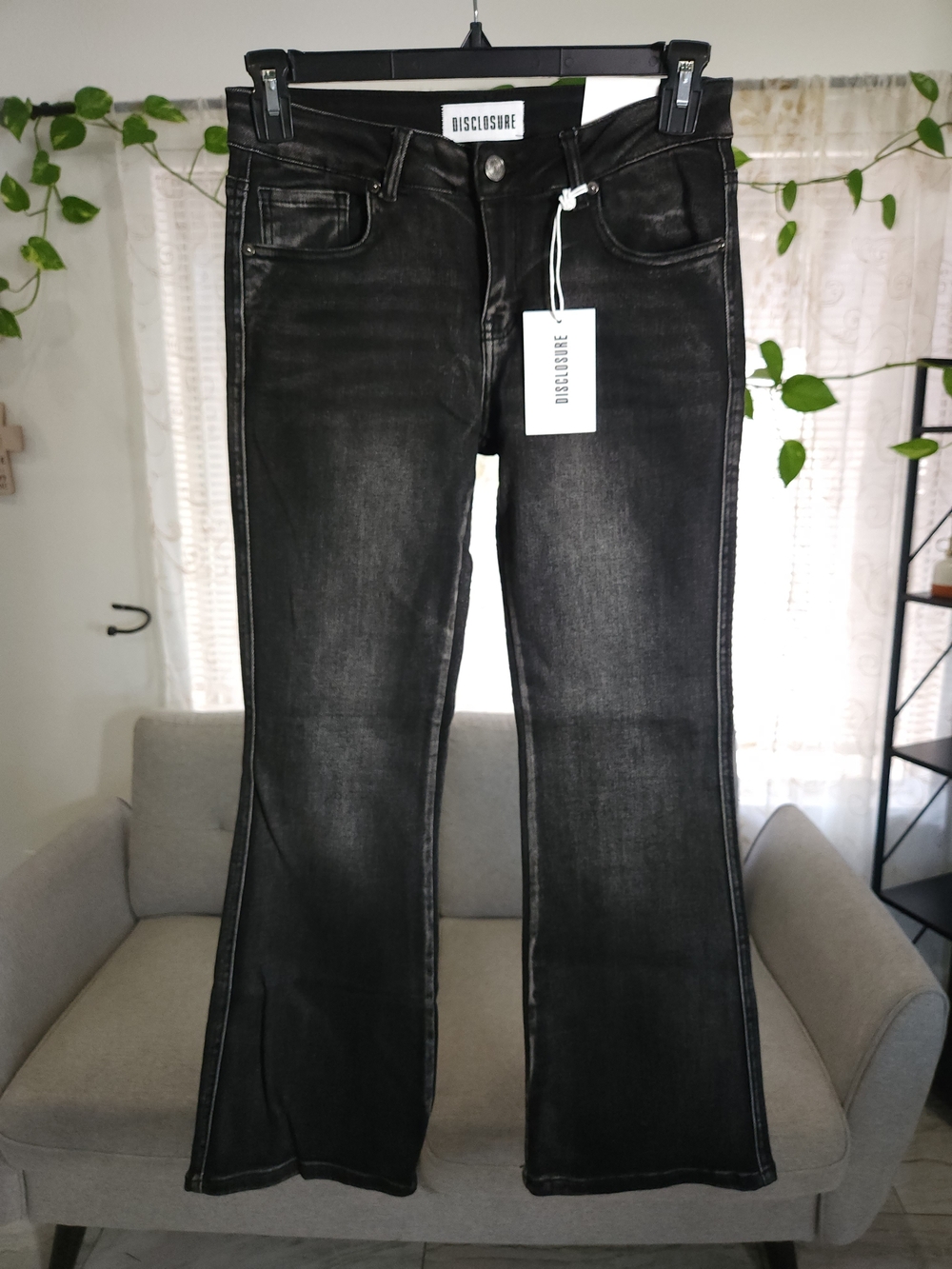 Disclosure Low Rise Bootcut Jeans Black Wash
